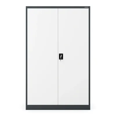 Produktbild von Büroschrank Aktenschrank XXL Metallschrank Flügeltüren Stahlblech Pulverbeschichtung 185 cm x 115 cm x 40 cm Farbe: Anthrazit-weiß