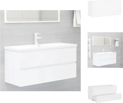 Produktbild von vidaXL Waschbeckenunterschrank Weiß 100x38,5x45 cm Holzwerkstoff -  Badezimmermöbel-Sets