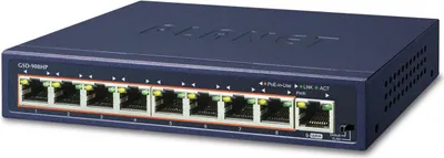Image de PLANET GSD-908HP - Commutateur - 8 x 10/100/1000 (PoE+) + 1 x 10/100/1000 (liaison montante) - Ordinateur de bureau - PoE+ (GSD-908HP)