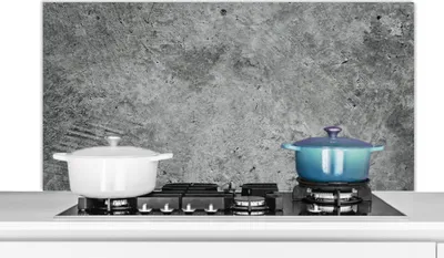 Produktbild von KitchenYeah®  Spritzschutz Küche - Küchenrückwand - Wandschutz für Herd und Spüle - Vintage - Beton - Steine 120x60 - Alu-Dibond (Alternative zum Spritzschutz aus Glas) - Hitzebeständig - Herdspritzsc