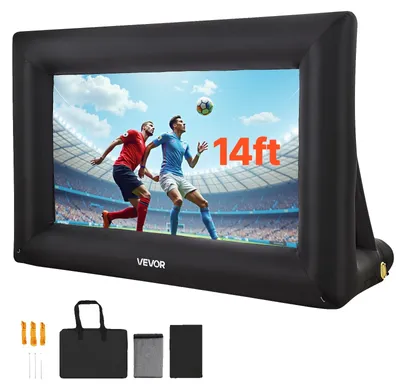 Image de Écran de projection gonflable VEVOR Écran de projection pour vidéoprojecteur en 600D, écran de projection avec sac de rangement portable, 16:9, projection de films pour le home cinéma Fête à thème Plaisir de la piscine (378 x 160 x 317 cm)