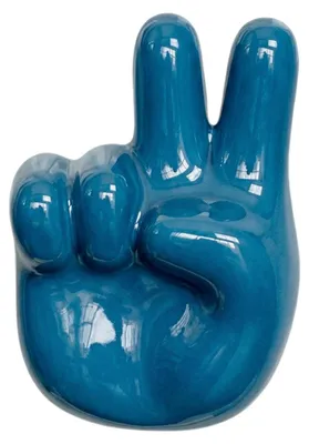 Produktbild von Blauer Kleiderhaken Peace-Zeichen ohne Bohren für Heizkörperrohre (15-28mm), 11x8x7 cm