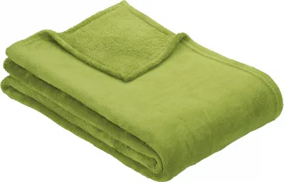 Produktbild von Ibena Kuscheldecke Olbia 130x180 cm - Fleecedecke apfelgrün einfarbig, Sofadecke kuschelweich