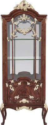 Image de Casa Padrino Luxe Baroque Vitrine Marron / Or 79 x 42 x H. 207 cm - Vitrine somptueuse en bois massif avec éclairage LED - Meubles baroques