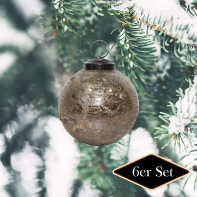 Produktbild von Premium Weihnachtskugeln, antik-messing patiniert - handgemacht in Indien, ⌀8 cm
