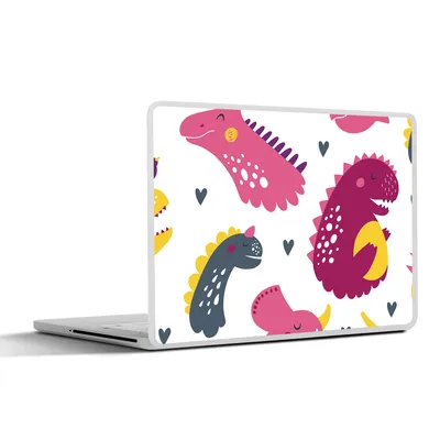 Produktbild von MuchoWow® Laptop Aufkleber Sticker Cover Dino - Muster - Kind - Rosa - Mädchen 25x18 cm - Laptop-Deko