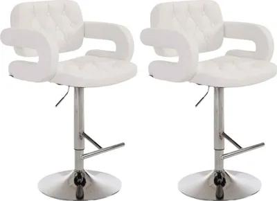 Produktbild von 2er-Set ergonomischer Barhocker – Kunstlederstuhl – 360° drehbar und verstellbar
