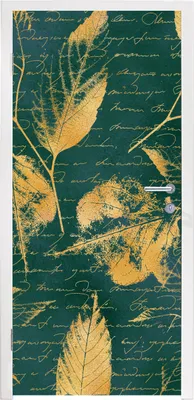 Produktbild von MuchoWow® Türtapete Selbstklebende Türfolie Blätter - Gold - Grün 90x235 cm Türposter Türaufkleber Klebefolie Türklebefolie - XXL-Plakaten - Foster für Türen - Aufkleber