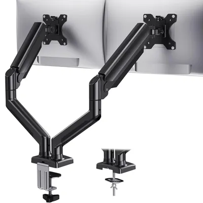 Immagine prodotto di Supporto monitor doppio - Per 2 schermi fino a 32 pollici - 10 kg per braccio - Nero