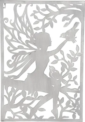 Produktbild von Gartenfigur Elfe aus Metall mit Rost-, Grau- und Schwarzpatina im antiken Look, ca. 38 x 57 cm
