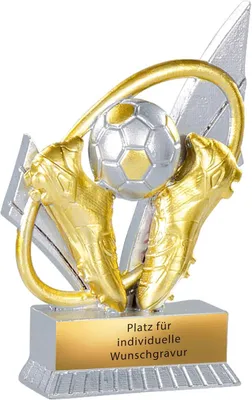 Produktbild von Fußball Pokal mit Wunschgravur – Fußballschuhe Gold 12 cm