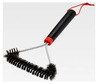 Produktbild von Grillbürste - Dreiseitig, 30 cm lang, vielseitig einsetzbar, mit rutschfestem Komfortgriff, langlebigen und rostfreien Edelstahlborsten, geeignet für alle Grillarten - Schwarz