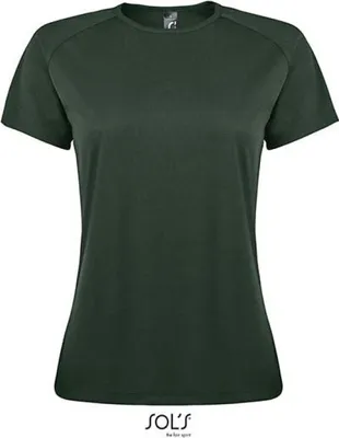 Image de SOLs 01159 | T-shirt sport raglan femme + dos long - Couleur : Forest Green - Taille : XS