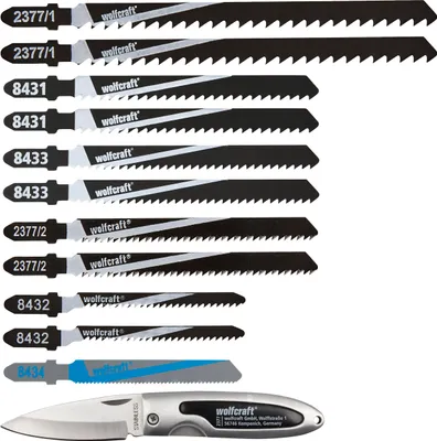 Immagine prodotto di Wolfcraft 11 lame per sega + 1 coltello tascabile 2377000