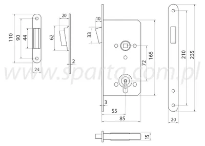 Produktbild von LOB Z75MB-111 Magnetschloss Edelstahl mit verstellbarem Riegel 24 mm
