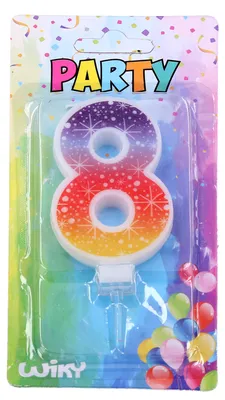 Image de Bougie de fête numéro 8 étoiles