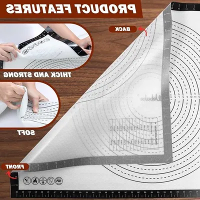 Große Silikonbackmatte 90 x 60 cm - ideal zum Ausrollen von Teig, Fondant und Pizza, antihaftbeschichtet und wiederverwendbar