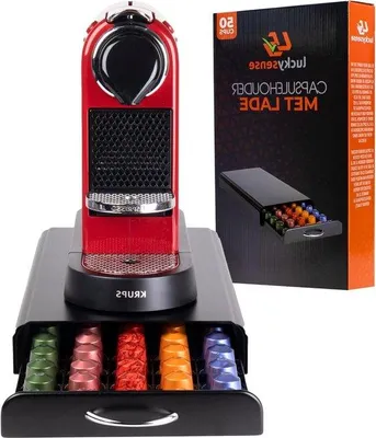 Obrázok produktu pre Držiak na kapsule Nespresso so zásuvkou – držiak na 50 kávových kapsúl – nerezová oceľ, čierna