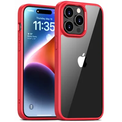 Zdjęcie produktu dla Smartphonica Etui na telefon iPhone 14 Pro z przezroczystym tyłem TPU - czerwone