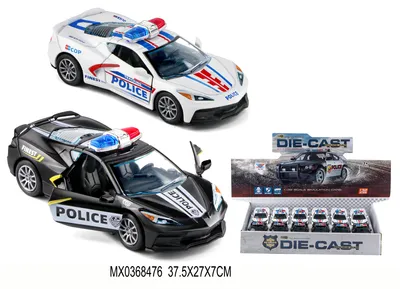 Produktbild von Detailgetreues Polizeiauto Modellfahrzeug aus Metall im Maßstab 1:32 für Sammler