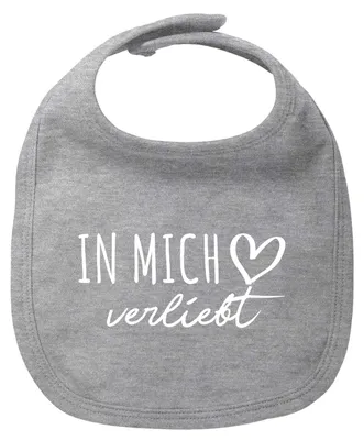 Produktbild von Huuraa Baby Lätzchen In mich verliebt Heather Grey Klettverschluss  Baumwolle Latz Geschenkidee