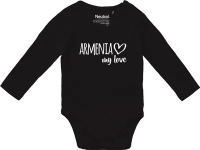 Produktbild von Huuraa Baby Body Armenia my love 68 Black  Baumwolle Fairtrade Langarmbody Geschenkidee