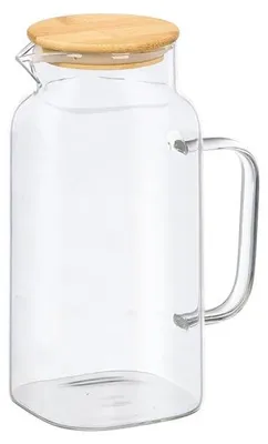 Borosilikatglas-Karaffe 1,5 l mit Eisfilter und Bambusdeckel