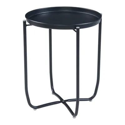 Produktbild von Tabletttisch ‘Sandefjord’ rund mit einem abnehmbaren Tablett Stahl 53 x 40 cm Schwarz