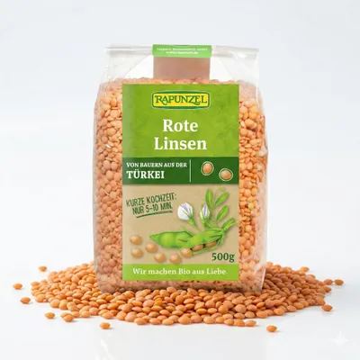 Produktbild von Rapunzel  Linsen, rot, ab 500g - 1 Beutel