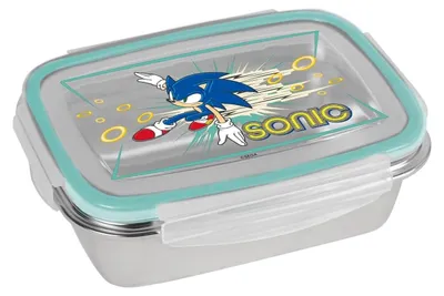 Produktbild von Sonic Retro Brotdose aus Edelstahl, 850 ml Fassungsvermögen, offiziell lizenziert