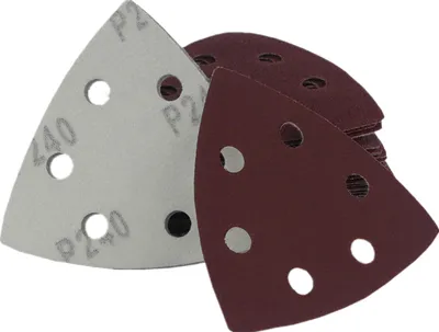 Produktbild von 25 Stück Delta Schleifdreiecke 93x93x93mm Körnung P120 KLETT Schleifscheiben Schleifpapier mit 6 Loch Deltaschleifer Schleifblätter BOHRFUX
