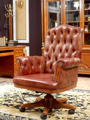 Produktbild von Chefsessel Leder Sessel Stuhl Drehbar Boss XXL Antik Stil Barock Rokoko Polster