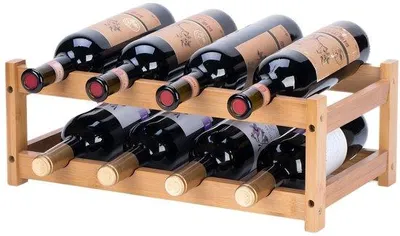 Produktbild von Famanu Weinregal Bamboe Flaschenhalter - 2 Etagen - 8 Flaschen