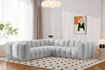 Zdjęcie produktu dla Narożnik pikowany BALOO CORNER, tkanina szenilowa Moly, Jasnoszary