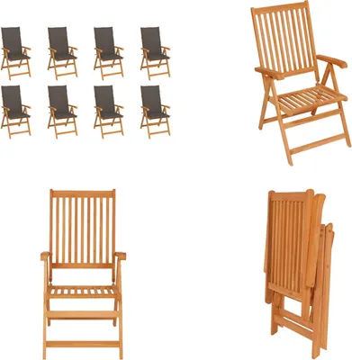 Produktbild von vidaXL Garten Liegestühle mit Kissen 8 Stk. Massivholz Teak - Gartenstuhl - Gartenstühle - Garten-Liegestuhl - Garten-Liegestühle
