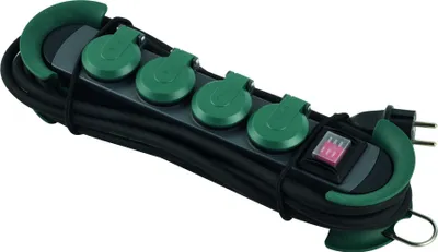 Produktbild von BACHMANN HOOK Outdoor 4x Schutzkontakt, Kunststoff, mit Schalter und Klappdeckeln, IP44, 4 m