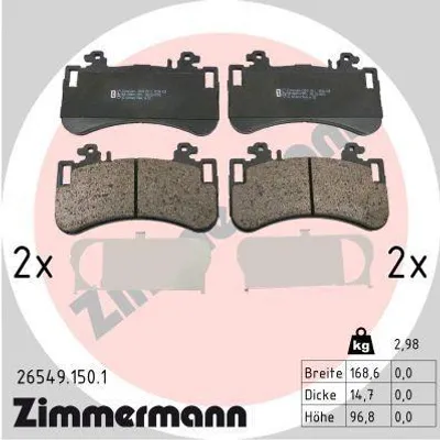 Produktbild von ZIMMERMANN Bremsbeläge Satz Vorne Bremsklötze passend für MERCEDES-BENZ EQE (V295) 26549.150.1