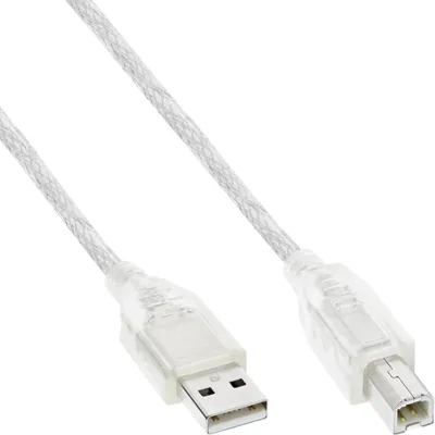 Immagine prodotto di InLine® Cavo USB 2.0 A maschio / B maschio, trasparente, 0,5m