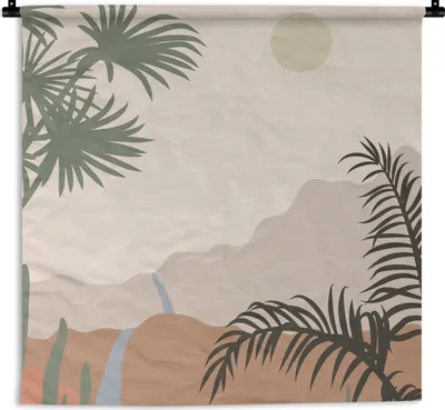 Produktbild von MuchoWow® Wandteppich Wandbehang Pastell - Illustration - Tropisch 150x150 cm Tapisserie Dekoration Wandtuch - Wohnaccessoires - Modernes