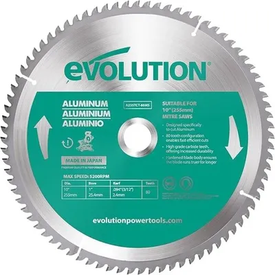 Produktbild von Evolution 255mm TCT Aluminium-Sägeblatt Gehrungssäge