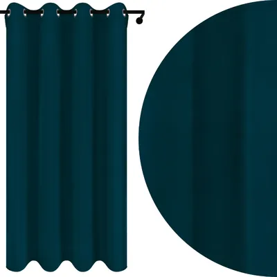Produktbild von Fertig Vorhang aus Velours mit Ösen 140x240 cm Dunkelblau Blickdichte Gardine