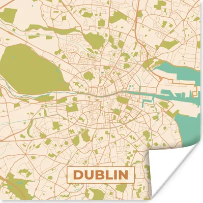 Produktbild von MuchoWow® Poster Dublin - Stadtplan - Vintage - Karte 100x100 cm - Babyzimmer