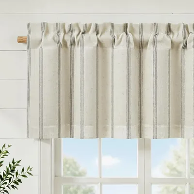 Immagine prodotto di Tende a pannello in lino misto a righe, stile rustico, ideali per finestre, altezza 18 pollici, oscuranti, perfette per cucina, soggiorno, stile country, imbottite