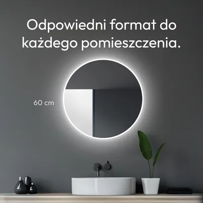 Zdjęcie produktu dla Lustro ?azienkowe z o?wietleniem TALOS Lustro ?azienkowe LED okr?g?e Ø 60 cm - dzi?ki aluminiowej obudowie nadaje si? do wilgotnych pomieszcze? - kolor ?wiat?a neutralny bia?y