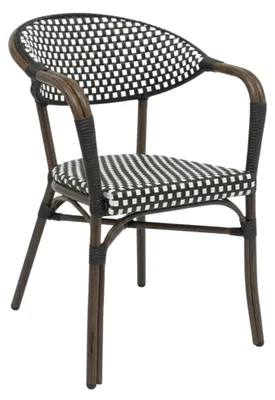 Image de Fauteuil de terrasse en ROTIN SYNTHETIQUE Noir & Blanc pour Exterieur