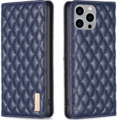 Produktbild von iPhone 14 Pro Hülle, Elegant Bookstyle Flip Leder Kartenfächer Schutzhülle mit Ständer für iPhone 14 Pro Blau