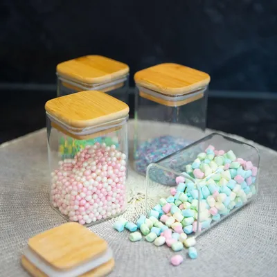 Produktbild von ThermoTasty: Aufbewahrungsglas, Modell: eckig, Größe: 6x10cm, 270ml, 4er-Set