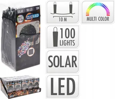 Image de Guirlande Led, Multicolore, Ip44, 100 Leds, Solaire, 10m. Basics
