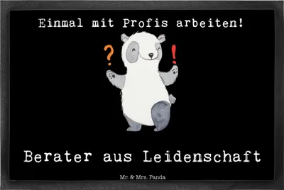 Produktbild von Mr. & Mrs. Panda fußmatte Berater Leidenschaft 40 x 60 cm - Schwarz - Geschenk, bodenmatte, Vorleger, Finanzberater, Bodenvorleger, Lustig, Eröffnung, Spruch, Fußabtreter