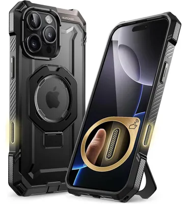 Produktbild von Schutzhülle mit Ständer für iPhone 16 Pro 6.3 Zoll Schwarz MagSafe Robust Case